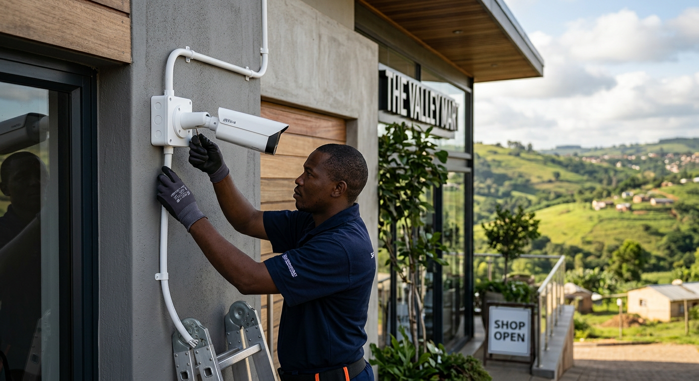CCTV camera being installed on a property